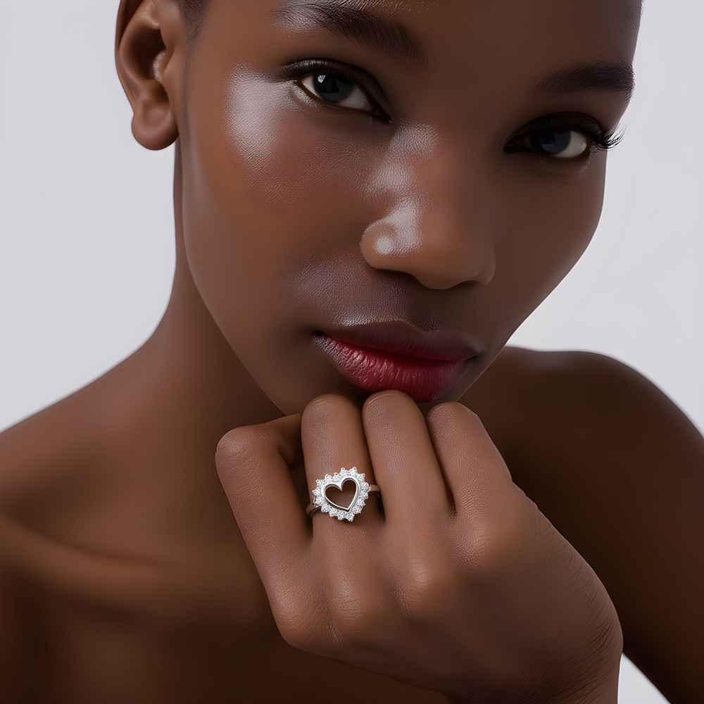 Silver Toned Heart Ring